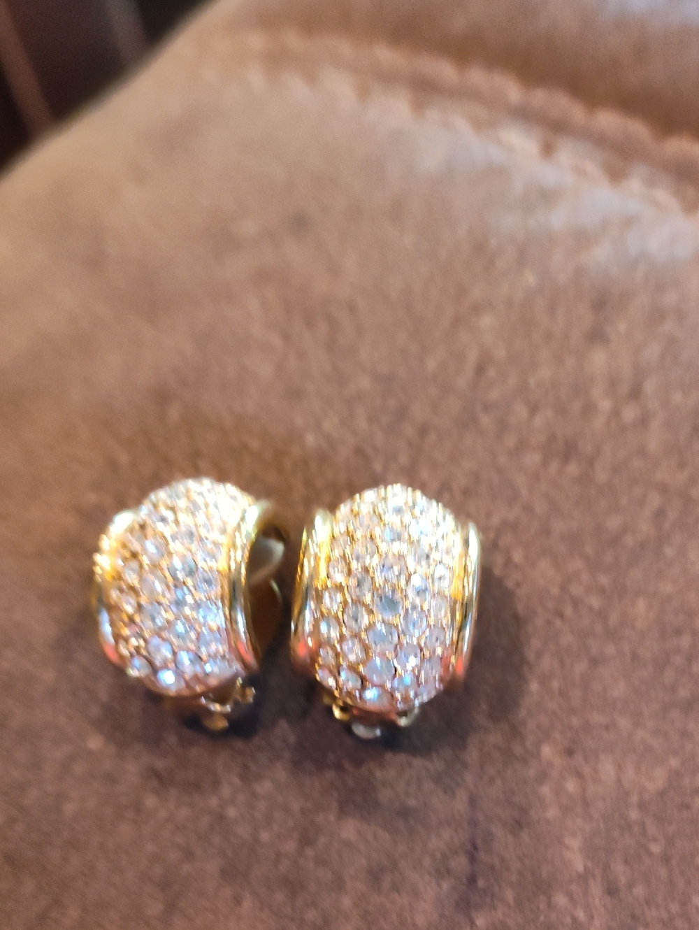 Swarovski Gold Pave Crystal Clip-On Earrings